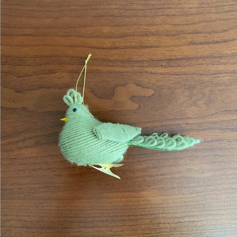 Green Yarn Bird Ornament